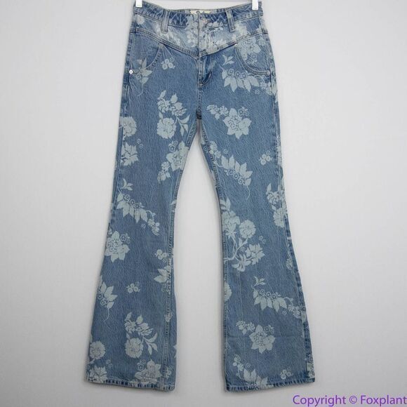 NEW Free‎ People We The Free Naiomi floral print flare jeans, 27 - Picture 2 of 14